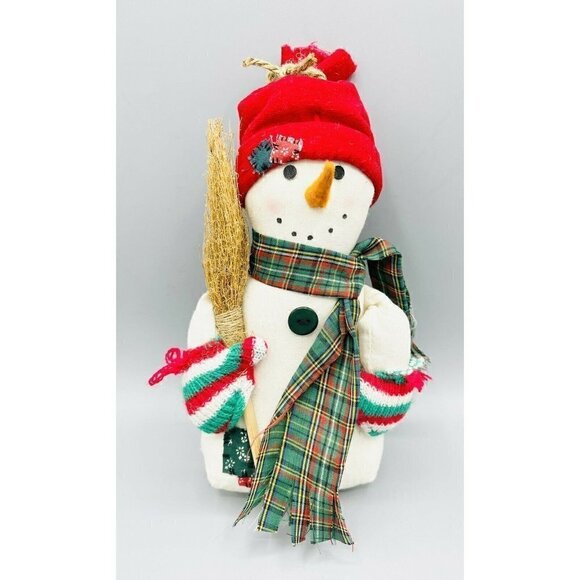 International Silver Other - Primitive Snowman Christmas Shelf Sitter Ragdoll Rustic Plush Stuffed Beanbag
